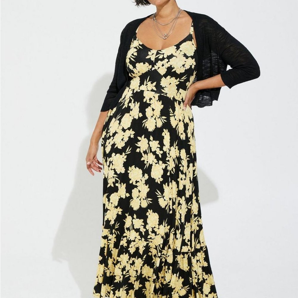 TORRID NWT MAXI SUPER SOFT TIERED DRESS Floral Print Size 1 - Picture 4 of 16